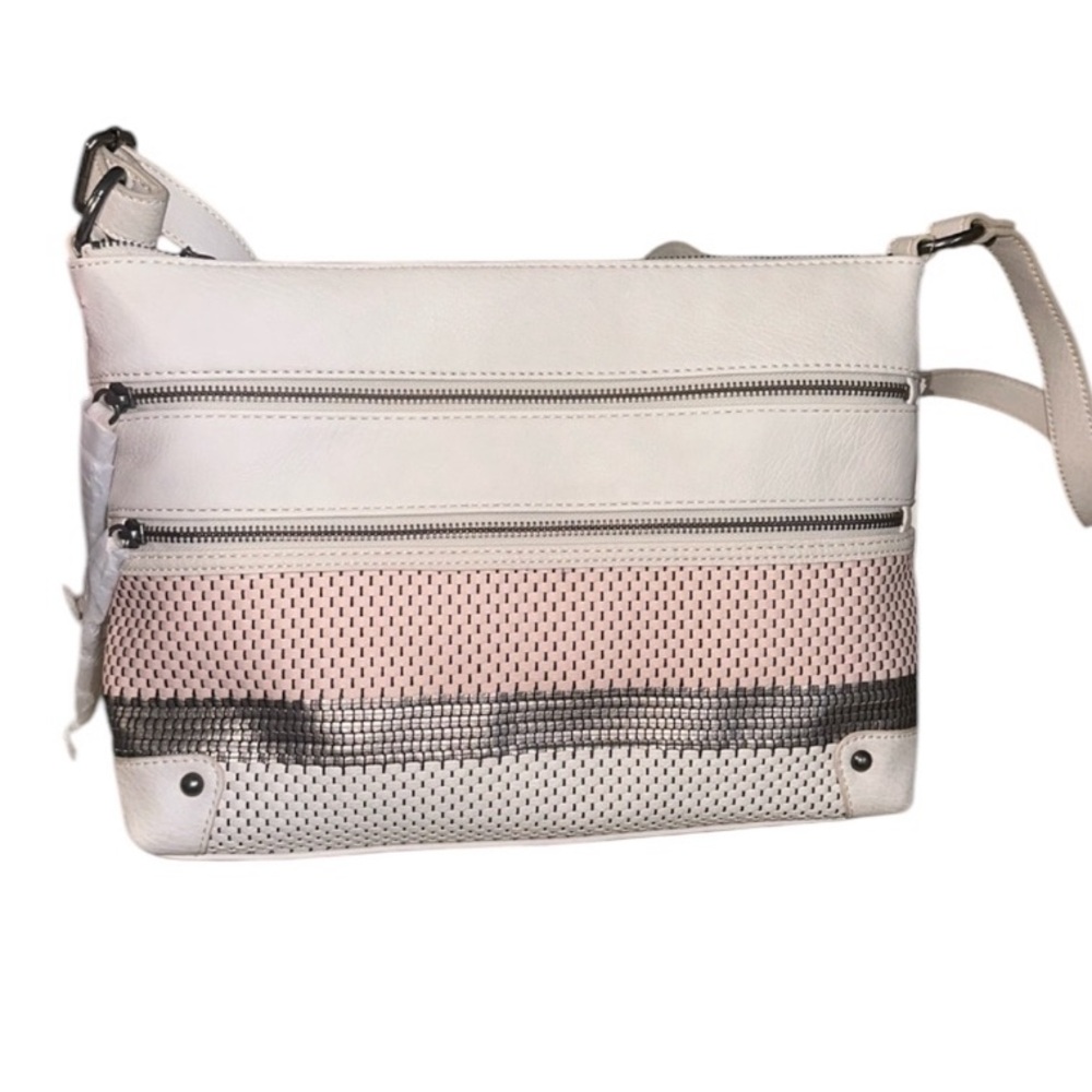 The Sak Stylish White Striped Crossbody Bag